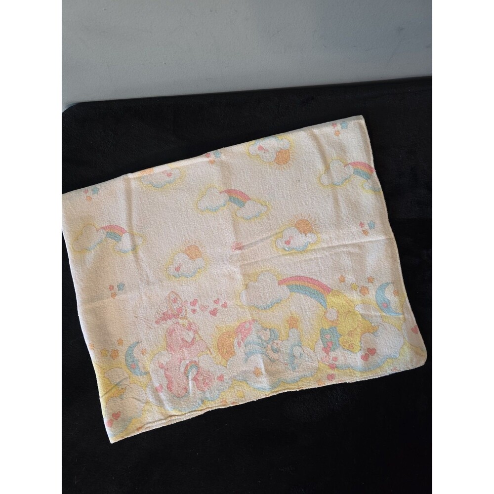 Vintage 1980's Care Bears Baby Receiving Blanket